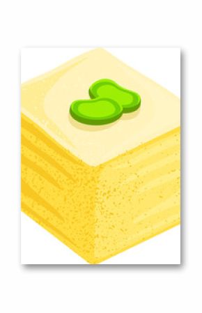 3D render is showing stylized tofu block topped with green bean garnishes, transparent background