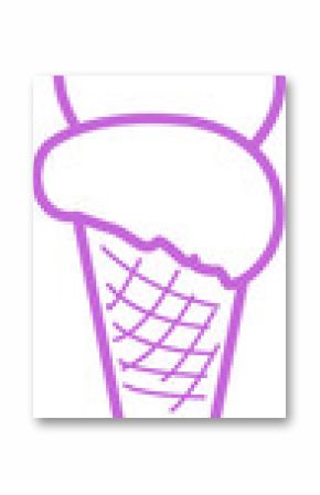 Line art ice cream cone is displaying crosshatch waffle cone with three scoops transparent backdrop