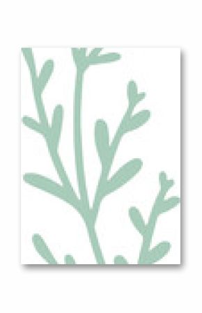 Stylized botanical sprig is showing flat vector on transparent backdrop, featuring lobed leaves