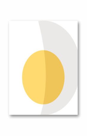 Vector boiled egg half is displaying transparent background with subtle white and yellow gradient
