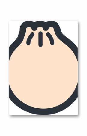 Steamed bun icon is appearing in flat design with round form, pleat marks, transparent background