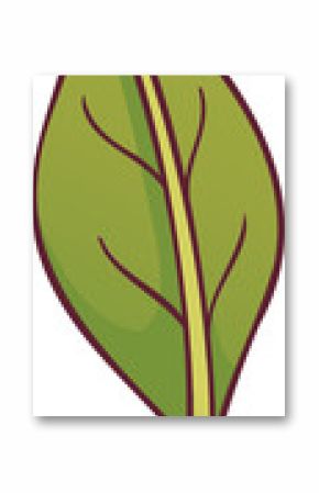 Vector leaf illustration is floating on transparent background with maroon outline and gradient