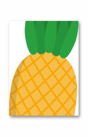 Pineapple is showing flat vector yellow diamond grid body and green crown on transparent background