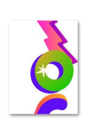 Floating shapes on transparent layer, showing bolt, gradient ring with star, curved bar with 2 dots