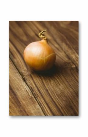 Fresh onion on wooden table
