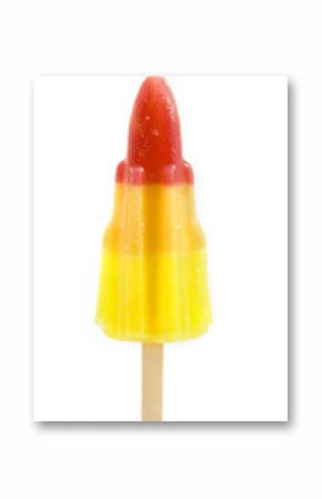 Rocket shaped ice lolly over white