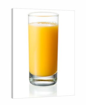 Full glass of orange juice on white background. With clipping pa