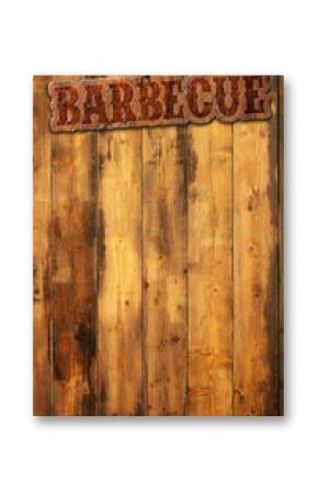 barbecue label nailed to a wooden background