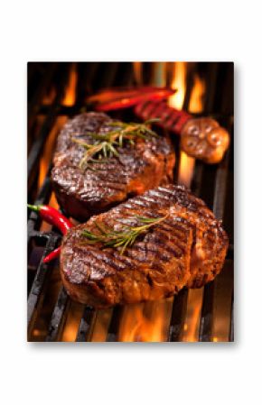 Beef steaks on the grill