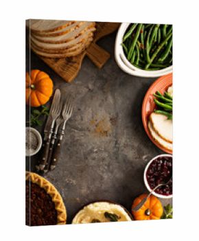 Thanksgiving table overhead shot