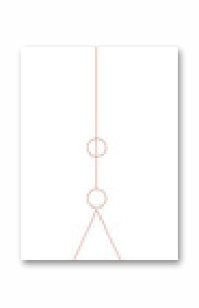 Flat art is showing pink cream scoop dripping in striped bowl hanging on rope, transparent backdrop