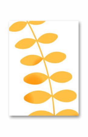 Vector design is showing curved stem with paired gradient yellow leaves on transparent background