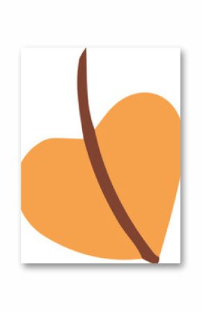 Stylized peach fruit showing in flat design on transparent background with brown curved seam