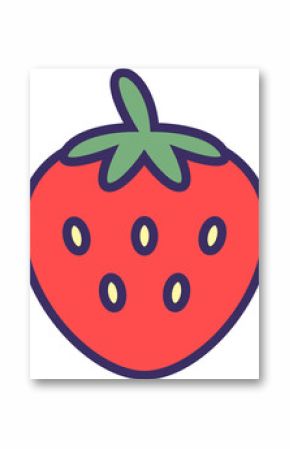 Rendering flat-design strawberry with heart-shaped body, leaves, transparent background, copy space