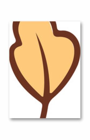 Showing flat-style leaf icon on transparent background with bold brown outline and central vein