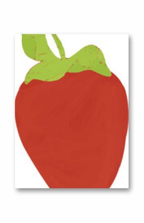Strawberry fruit tilting as vector graphic showing red and green leaves over transparent background