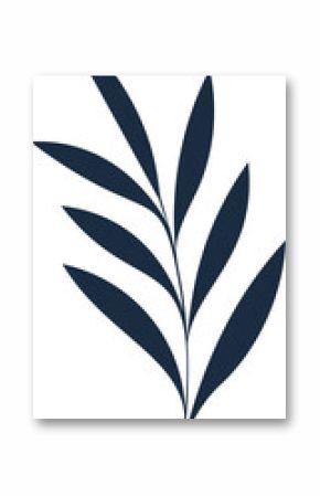 Branch silhouette is showing leaves in flat design on transparent background, copy space