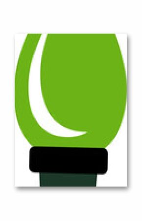 Green sprout is emerging from pot with white highlight, black band in flat design, clear background