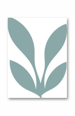 Minimalist flat design is showing five curved teal leaves radiating from base on transparent canvas