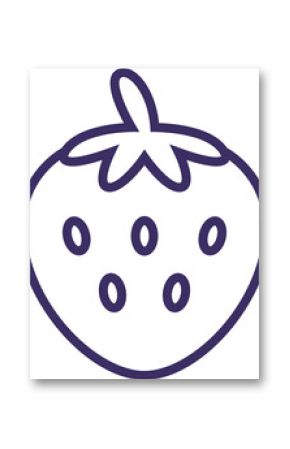 vector strawberry icon showing heartlike outline with six seeds and calyx, transparent background