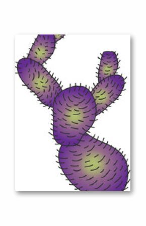 Purple pad cluster is showing yellow-green centers and black spines, flat, transparent background
