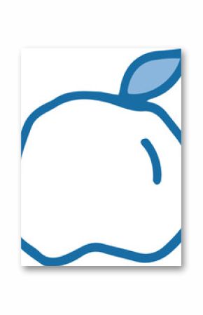 Flat vector is showing apple outline with leaf and curved highlight on transparent background