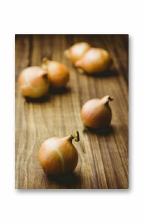 Fresh onion on wooden tables