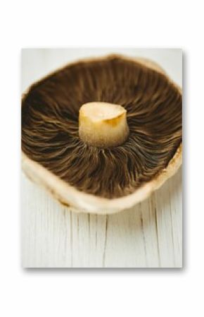 Fresh mushroom on wooden table
