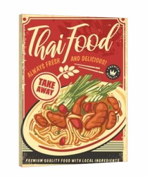 Thai cuisine restaurant menu poster decoration with delicious Asian meal. Thai food retro pamphlet idea. Vector illustration for fast food restaurant.