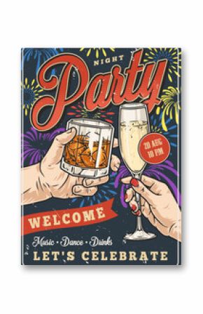 Festive party colorful vintage flyer