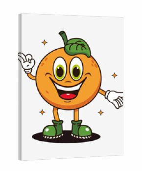 Vector illustration of retro cartoon orange character with funny face, perfect for, t-shirts, stickers, posters, logos, business products, etc