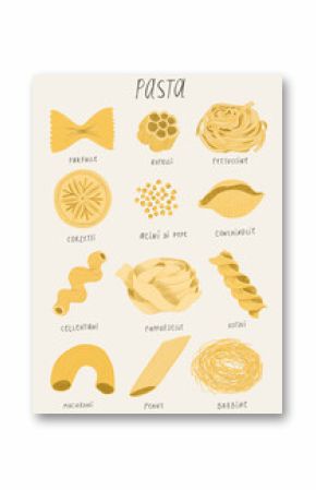 Illustration with different types of pasta