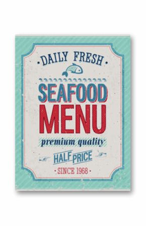 Vintage SeaFood Poster. Vector illustration.