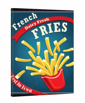 Vintage fast food poster design with fries