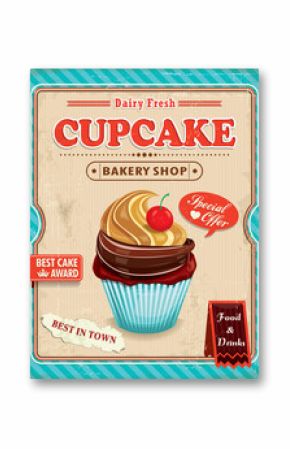 Vintage cupcake poster design