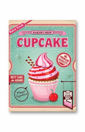 Vintage cupcake poster design
