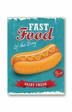 Vintage hot dog poster design