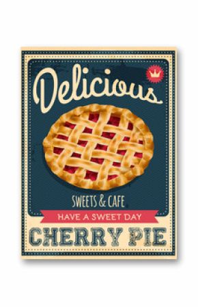 vector vintage styled cherry pie poster