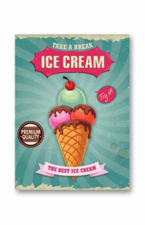 Vintage ice cream poster design