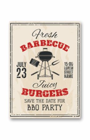 Vintage barbecue party invitation.