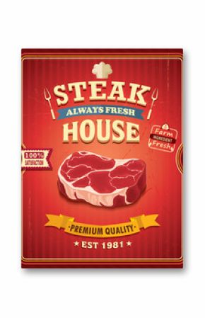 Vintage steak poster design