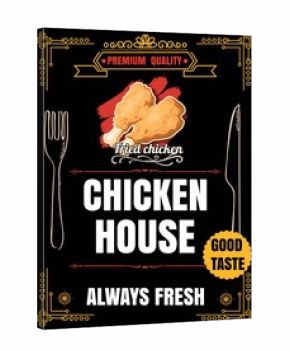 Fried chicken retro poster in vintage style, vector illustration