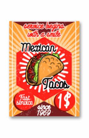 Color vintage mexican food poster