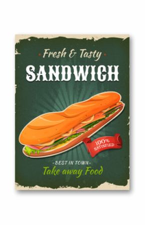 Retro Fast Food Sandwich Poster