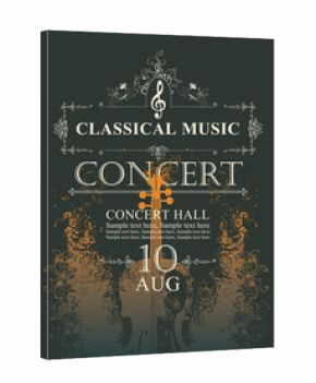 Vector poster for a concert of classical music with place for text on abstract background with violin