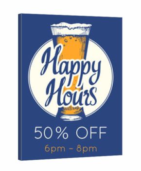 Happy hours poster. Vector illustration with glass of beer in sketch style for bar. Drink menu for celebration. Special offer.