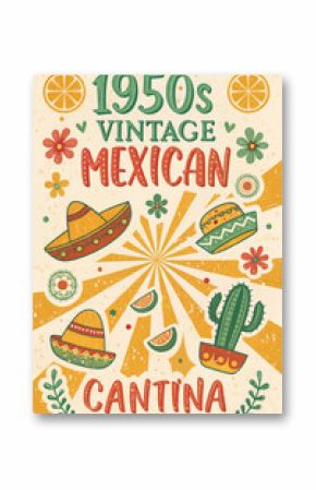 1950s vintage mexican cantina poster