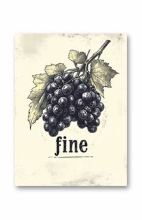 vintage aged illustration of grapes vine 