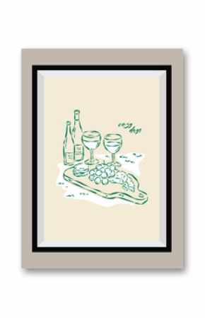 La Dolce Vita illustration with an aesthetic quote. Vacation sketch style drawing. 