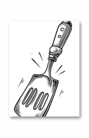 Vintage engraved spatula illustration with retro design for cooking posters